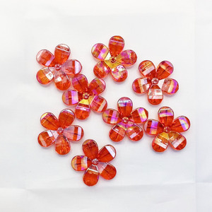 Acrylic Five Petal Flower Beads 30mm AB Color Transparent For Jewelry Making DIY Craft Bulk Loose Beads - Product Image 2