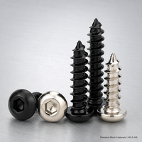 Vis micro autotaraudeuses à tête cylindrique hexagonale de précision M1-M6 en acier inoxydable 304, oxyde noir passivé, fabrication OEM pour l'assemblage de drones