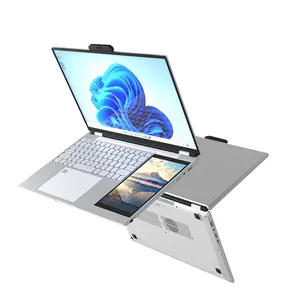 15.6 인치 + 7 인치 듀얼 터치 스크린 노트북 Win10 11 지문 N95 혁신적인 자기 추출 HD 2K 비즈니스 게임 노트북
