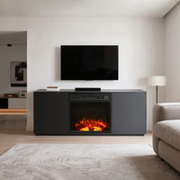 Chimenea Eléctrica Empotrada de 18 Pulgadas con Efecto de Llama Realista, 5 Opciones de Brillo de Llama, Termostato Ajustable, Control Remoto con Dimmer