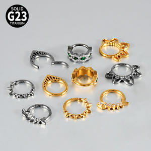 Pendiente de Aro <span class=keywords><strong>Plegable</strong></span> con Bisagra de Titanio ASTM F136 con Recubrimiento PVD, Piercing para Cartílago, Segmento, Septum, Clicker, Anillo para la Nariz, Gaby Hot - Product Image 2