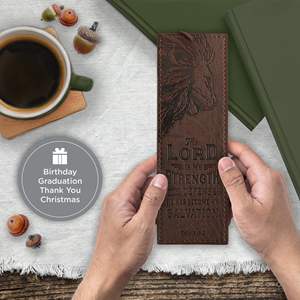 Marcapáginas de Cuero Vegano de Primera Calidad con Versículo Bíblico Inspirador, Grabado en Relieve, Regalos de Arte Cristiano - Product Image 6