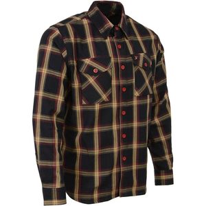 2025 Leather MNG11669 <b>Men's</b> Long Sleeve Cotton Flannel <b>Shirt</b> Black and Yellow with <b>Red</b> Accents - Product Image 2