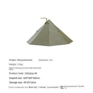 Tente de camping extérieure quatre saisons, une chambre, 15D, silicone simple face, double couche, ultra légère, en alliage d'aluminium, forme pyramidale - Product Image 3