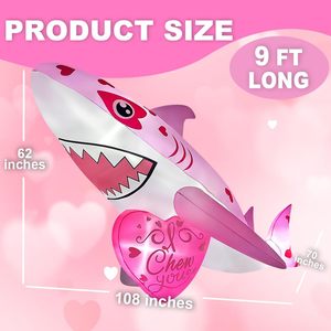 Squalo Gonfiabile Gigante Rosa di 2,7 Metri con Decorazioni a Cuore e Luci LED Integrate, Decorazione Gonfiabile per Casa, Giardino e Esterni - Product Image 2