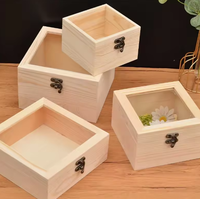 Boîte cadeau en bois faite à la main pour parfum, vin, bougie, gâteau avec couvercle transparent, gaufrage/estampage en pin, pelliculage mat, logo personnalisable