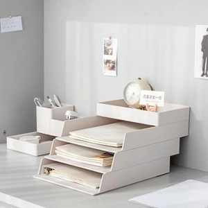 Organisateur de bureau, porte-documents, rangement de papier A4, plateau de rangement multi-niveaux empilable, plateau de papeterie extractible pour la maison et le bureau - Product Image 4
