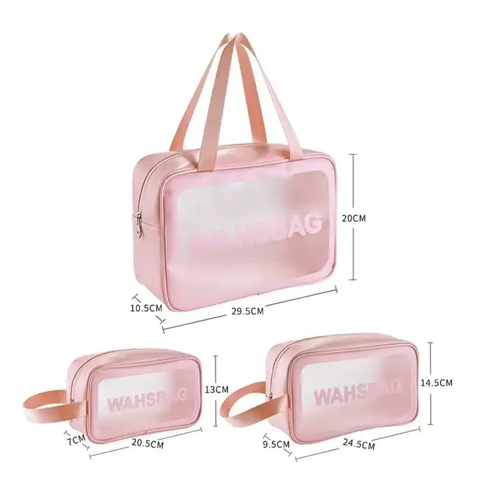 맞춤형 PU PVC 방수 여행 블랙 세면도구 파우치 키트 여성 럭셔리 뷰티 메이크업 가방 핑크 소녀 여행 투명 화장품 가방
