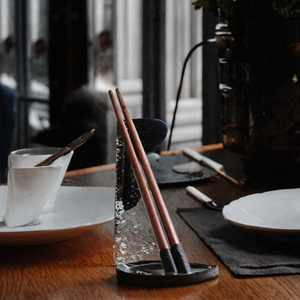 Japandi Style Eco-Friendly Ceramic <b>Chopsticks</b> Stand Black Smooth Surface Small <b>Holder</b> for Party & Restaurant Use - Product Image 3