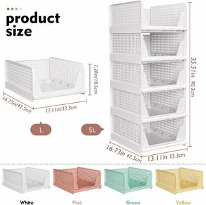 Stackable Closet Organizer <b>Box</b>, Multifunctional Foldable Closet Basket for Bathroom <b>Kitchen</b> <b>Storage</b>, Space-Saving - Product Image 2