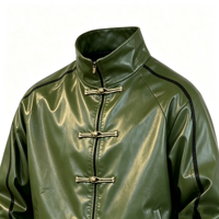 OEM Neue Herren-Lederjacke im chinesischen Stil mit traditionellen Froschknöpfen, Streetwear, sportlich, trendig, Retro, Stehkragen, Freizeit-Oberteil