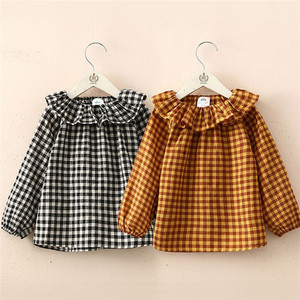 Usine chinoise de t-shirts à manches longues en coton à carreaux pour filles, style japonais, avec vêtements de boutique pour enfants en gros - Product Image 3
