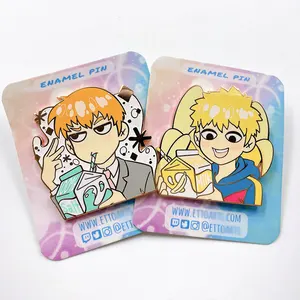Broche de Pin de solapa esmaltado de Anime, manualidades de Metal de diseño personalizado con tarjeta de respaldo