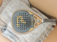 Raquette de Padel Or en Fibre de Carbone 12K, Prête à Expédier, 38mm, Tête en Diamant avec Finition Sable 3D, pour Professionnels
