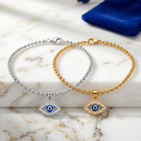 Gelang Baja Anti Karat Mewah Model Mata Setan 18K Sederhana untuk Wanita, Gaya Pasangan, Grosir Pabrik