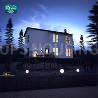 Maison préfabriquée moderne à toit plat à 2 étages, 3 chambres avec garage, style minimaliste, villa préfabriquée de luxe