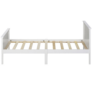 Modern Minimalist <b>Wooden</b> <b>Bed</b> Frame Pine Double <b>Bed</b> Storage Headboard <b>White</b> Finish - Product Image 2