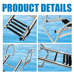 Échelle de bateau à 4 marches <span class=keywords><strong>en</strong></span> acier inoxydable de haute qualité Échelle de <span class=keywords><strong>piscine</strong></span> Yacht Marine Ship Échelle pliante télescopique - Product Image 3
