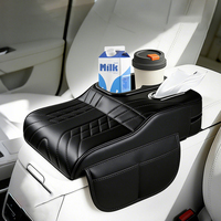 Tapis de repose-bras en cuir multifonctionnel de qualité supérieure pour voiture, avec boîte à mouchoirs, porte-gobelet et sac de rangement, pour la vente en gros