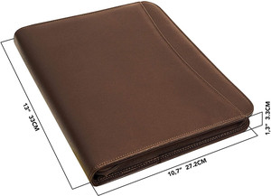 Classeur de portefeuille brun dossier d'affaires <span class=keywords><strong>CV</strong></span>/organisateur de document-Padfolio à glissière multifonctionnel, sac à documents en cuir - Product Image 2