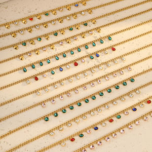 奢华18k金不锈钢项链绿色粉色锆石心形复古声明派对吊坠链扣 - Product Image 1