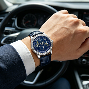 Montres de luxe à quartz pour hommes en gros, étanches, avec mouvement à quartz ciel étoilé et aiguilles caractéristiques phase de lune - Product Image 2
