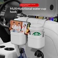 Support de tasse multifonctionnel en cuir Napa pour voiture, crochet de fixation pour siège de voiture, support de téléphone, gadget de rangement pour voiture, accessoires automobiles
