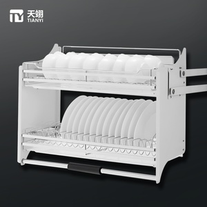 Adjustable Modern Stainless Steel Pull Dish Rack <b>Soft</b> Close Wall Cabinet Organizer Drawer <b>Baskets</b> for Convenient Kitchen <b>Storage</b> - Product Image 1