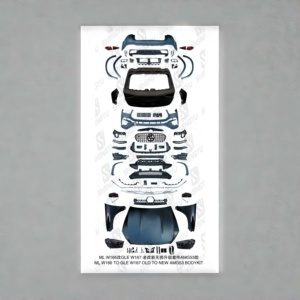 Pare-chocs de voiture PP pour <span class=keywords><strong>Mercedes</strong></span> Benz ML W166 12-19 Mise à niveau vers GLE53 A-<span class=keywords><strong>MG</strong></span> avec phares, feux arrière, capot, ailes - Product Image 1