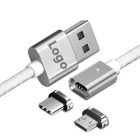 Universal Best Seller 3 en 1 LED de carga rápida magnética Micro USB C Etiqueta blanca Cable cargador de teléfono para iPhone Samsung Android