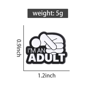<strong>I</strong>'m an Adult Cartoon Text Enamel Brooch Adult Boy Anxiety Backpack Badge Gift - Product Image 6