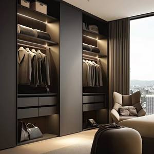 Italienischer Premium Kleiderschrank im Rustikalen Stil, Minimalistisches, Leichtes Luxusdesign, Langlebige Massivholztür für Zuhause, Schlafzimmer, Wohnzimmer Möbel - Product Image 3