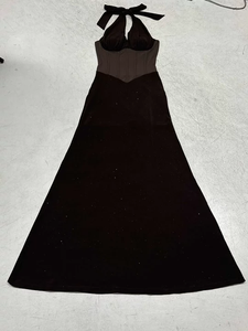 Women's Halter Neck Backless Maxi <b>Dress</b>, Fishbone Corset Waist Sparkly Sheath Party Gown - Product Image 6