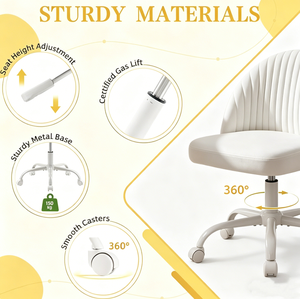 Silla de Oficina Giratoria Tapizada en Terciopelo con Respaldo Envolvente y Marco Blanco para Oficina en Casa, Trabajo <span class=keywords><strong>Remoto</strong></span> y <span class=keywords><strong>Escritorio</strong></span> de Computadora - Product Image 6