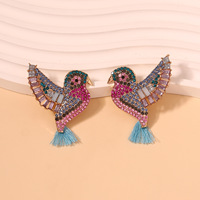 Nouvelles Boucles d'Oreilles Clous Tendance de Luxe, Scintillantes et Colorées en Forme d'Oiseau, en Alliage de Zinc et Strass, pour Femmes, Accessoires de Mode
