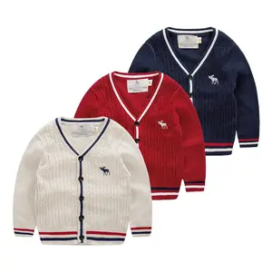 Оптовая продажа осенний белый полосатый кардиган для мальчиков свитер детская одежда