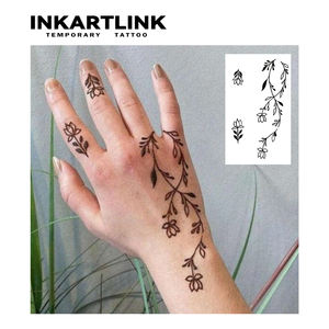 INKARTLINK - Adhesivos de Tatuajes Florales Delicados, Arte Minimalista para Manos, Estética de Pequeñas Flores y Ramas, Diseño Herbal, Duración de 15 Días, Suministros para Arte Corporal - Product Image 2