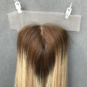 Topper en soie casher juif, cheveux humains vierges européens, cuticule Remy, <span class=keywords><strong>kippa</strong></span>, chute de cheveux, cheveux raides blonds bruns pour toupet - Product Image 2