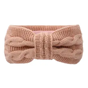 SongMay Winter Knitted Bow Hair Band Fleece Lined Headbands High Quality Elastic Headwrap Keep Warm Hair Accessories