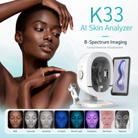 Appareil d'analyse cutanée intelligent K33 à triple objectif avec capture automatique 3 vues pour diagnostic du visage et du cuir chevelu, idéal pour les salons de beauté