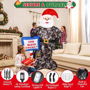7FT LED ışıkları noel şişme Santa baba kamuflaj asker ordu parti süslemeleri şişme noel dekorasyon için - Product Image 6