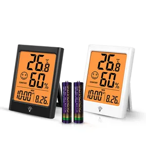 Jam Alarm Termometer Higrometer Digital, Jam Alarm Tanggal Waktu Higrometer Dalam dan Luar Ruangan