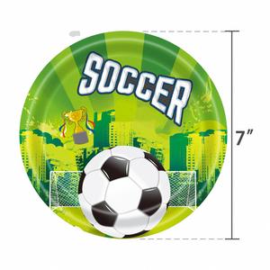 JIALIN Artículos para Fiestas con Temática de Fútbol Verde, Platos y Vasos Desechables de Papel - Product Image 2