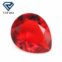 Verre de cristal rouge coupé à facettes, pierres précieuses en vrac en forme de poire verre synthétique rouge rubis K9 pierres précieuses en verre cristal