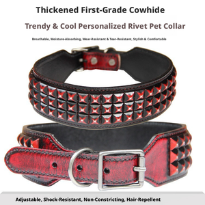 Collar para Mascotas de Cuero Genuino Ajustable, Transpirable, Ecológico, Personalizado con Remaches para Perros Grandes, Golden Retriever, <span class=keywords><strong>Border</strong></span> <span class=keywords><strong>Collie</strong></span> - Product Image 3