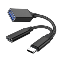 Adaptor USB C OTG 2 in 1 dengan Pengisian Daya PD 10W |   Tipe C ke USB a + USB C |   Data & Pengisian Daya Secara Bersamaan