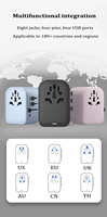 Adaptateur de voyage universel NULIKE US UK EU AU 65W PD QC3.0 pour ordinateur portable avec 2 ports USB + 3 ports Type-C, chargeur multi-prises
