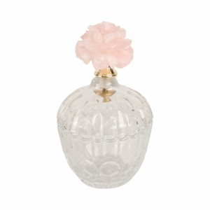 Bottiglia decorativa in vetro con coperchio a forma di fiore in pietra rosa per decorare la casa, il soggiorno, la camera da letto e la sala da pranzo - Product Image 2