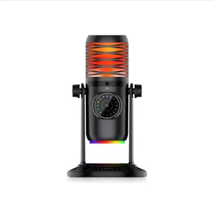 RGB Condenser USB Professional Studio Microphone Cardioid Pickup Gaming Mic One-touch Mute for Streaming, Podcasting, Recording