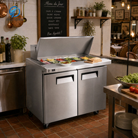 Réfrigérateur de préparation de sandwichs durable, réfrigérateur Saladette, réfrigérateur de préparation alimentaire, bar à salades, panneaux en acier inoxydable pour restaurant